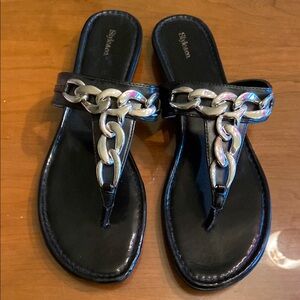 Style & Co. Black Sandals with Silver Chain